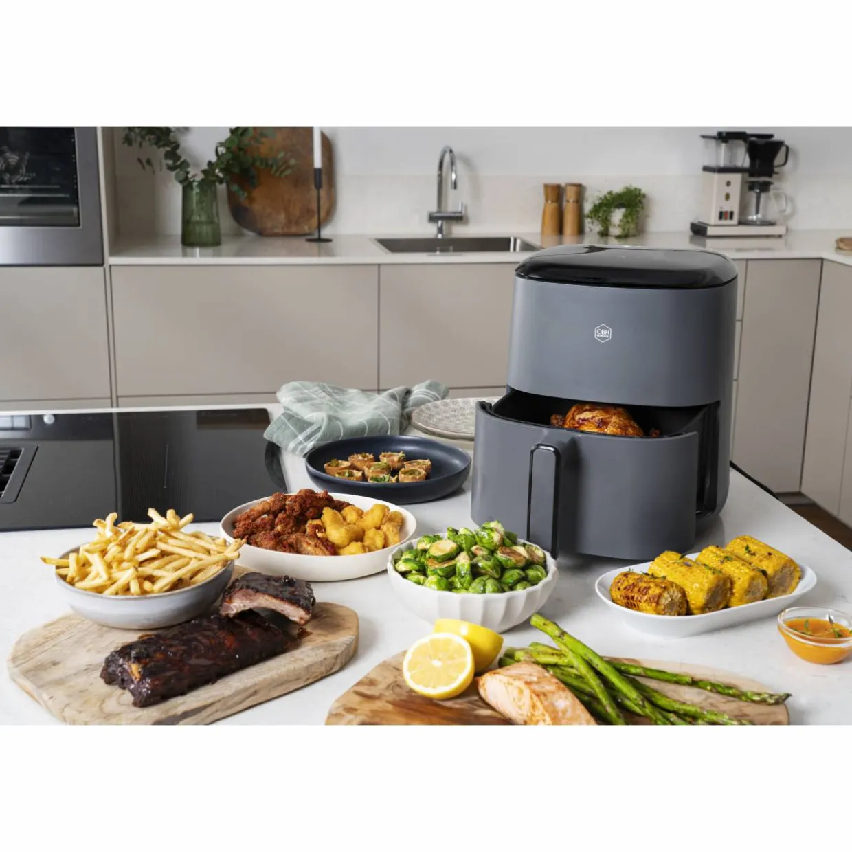 Air fryer OBH Nordica AG245BS0 Easy Fry Max, digitaalinen, 5 l, harmaa