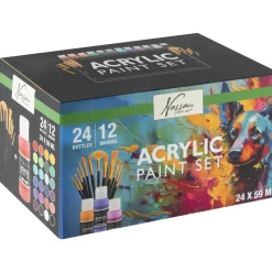 Akryyliväripakkaus Nassau Fine Art 24 x 59 ml + 12 sivellintä
