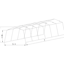 Autoteltta Prohall 3,4 x 7 m, harmaa