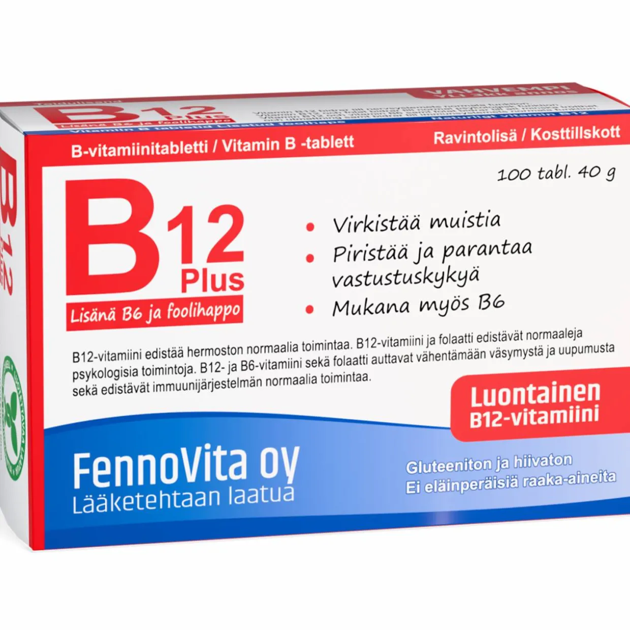 B12 1000 µg 100 kpl Plus foolihappo