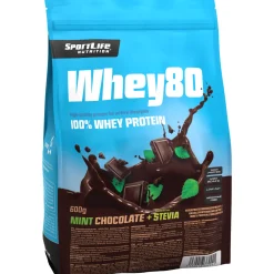 Heraproteiinijauhe SportLife 600 g Whey80 minttusuklaa-stevia