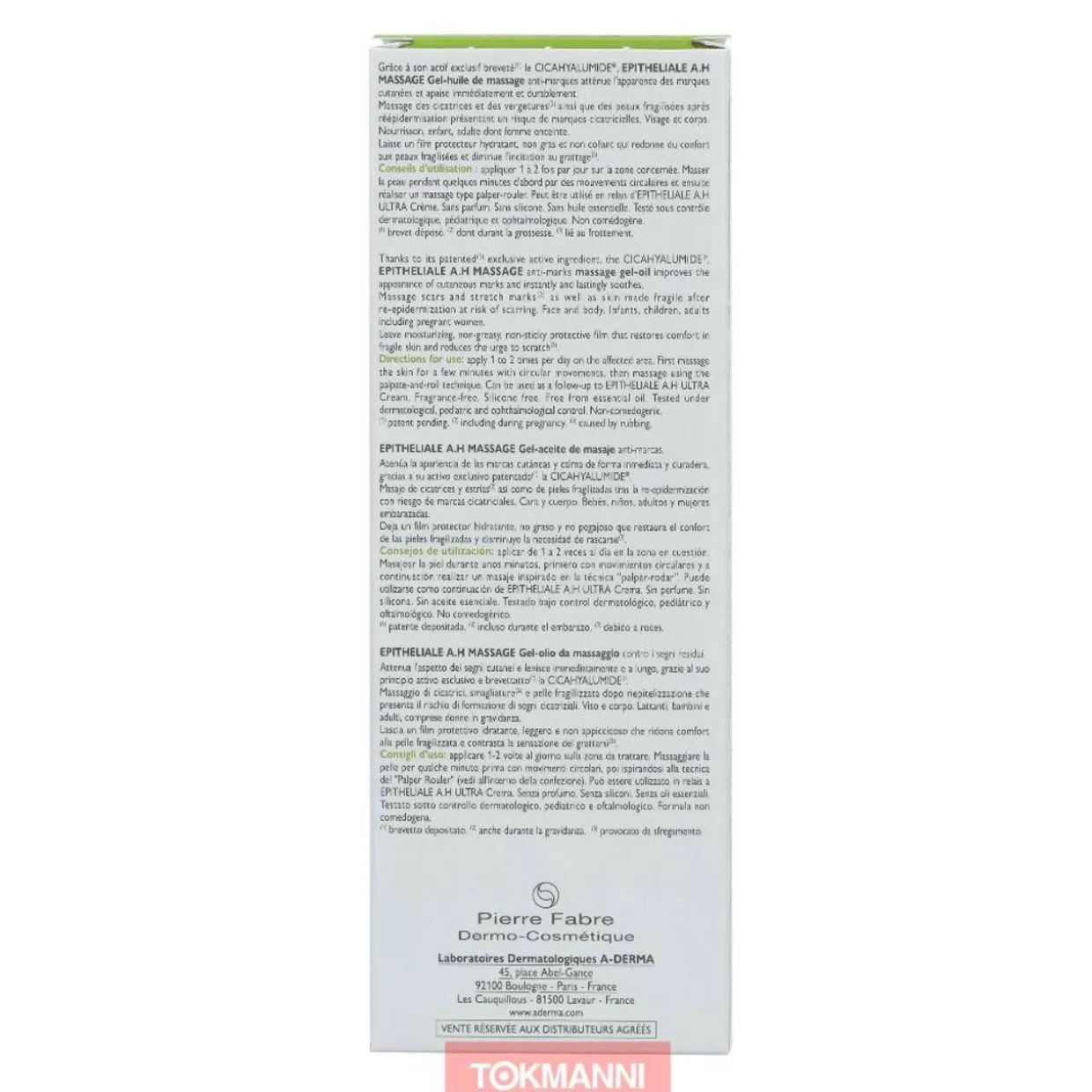 Hierontageeliöljy, A-Derma 100 ml Epithelialea.H Massage