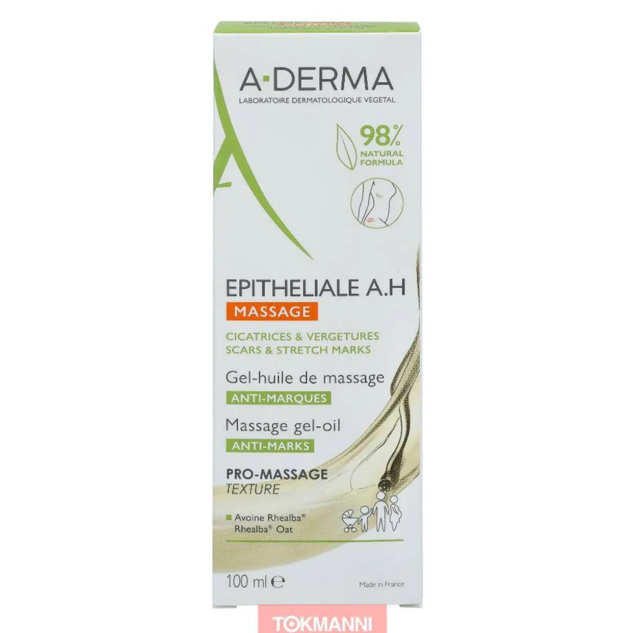 Hierontageeliöljy, A-Derma 100 ml Epithelialea.H Massage