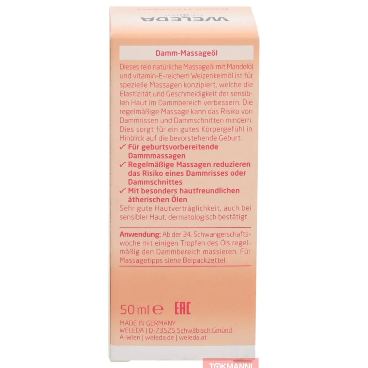 Hierontaöljy, Weleda 50 ml Perineum Nourishes and Prepares The Skin For Birth