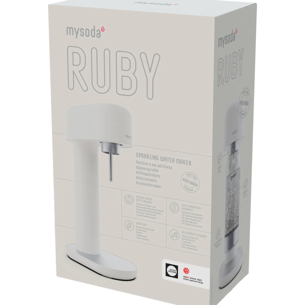 Hiilihapotuslaite Mysoda Ruby 2, valkoinen/hopea