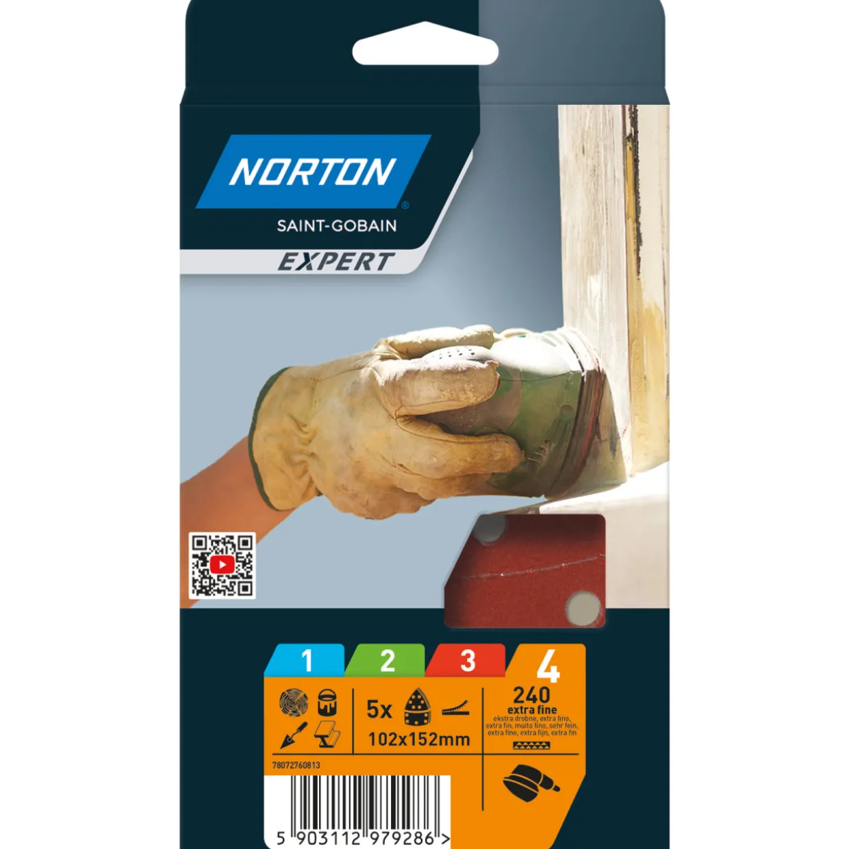 Hiomakolmio Norton Expert 102x152mm P240 5 kpl