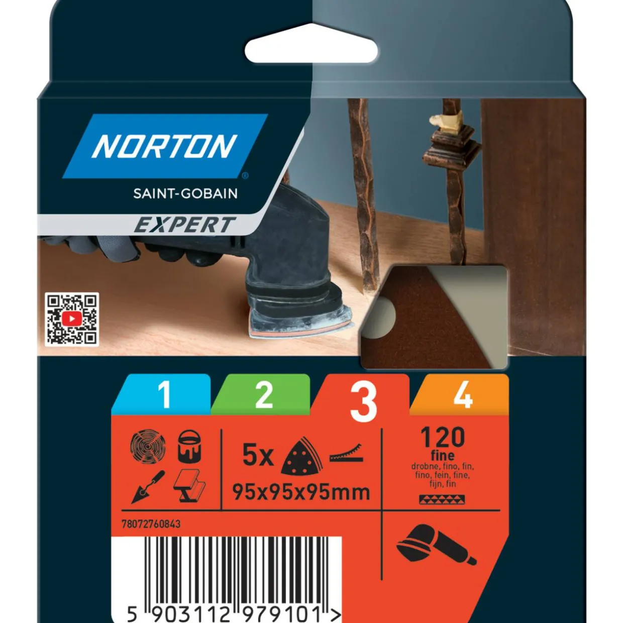 Hiomakolmio Norton Expert 95x95x95mm P120
