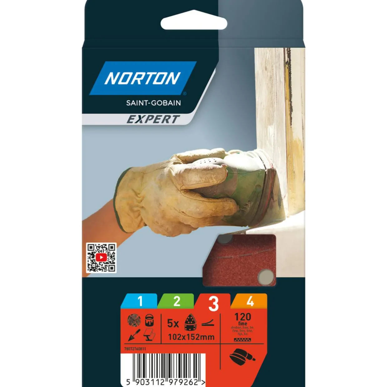 Hiomakolmio Norton Expert 102x152mm P120 5 kpl