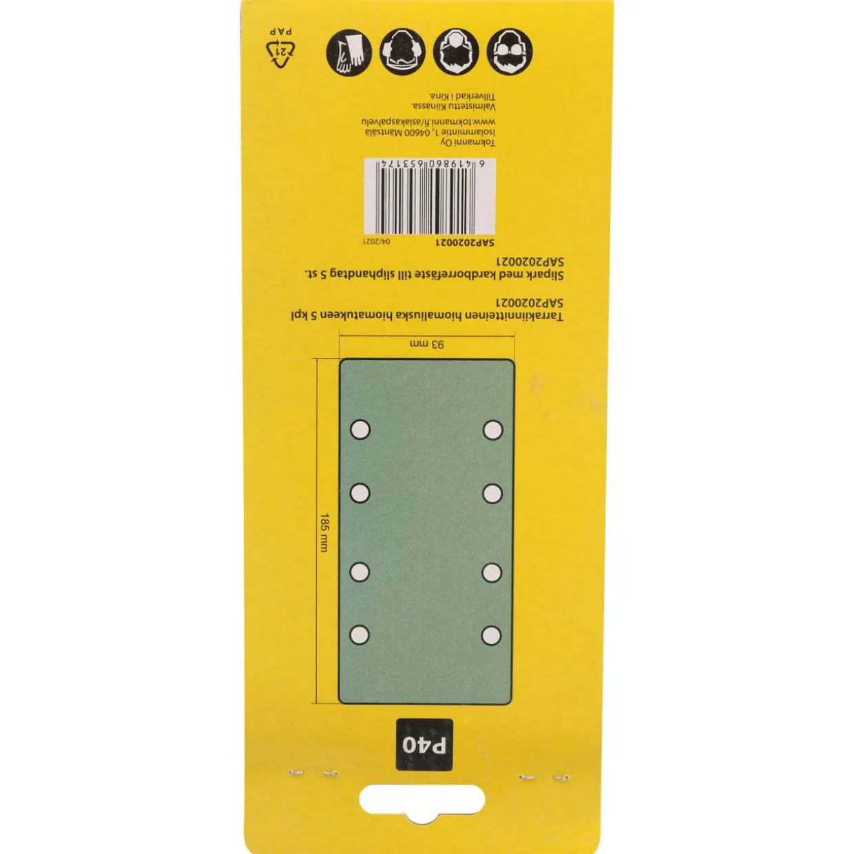 Hiomaliuska P40 tarra 93 x 185 mm, 5 kpl