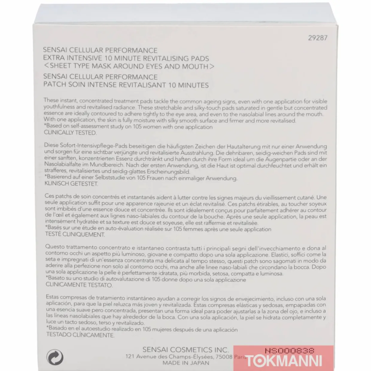 Hoitolaput, Sensai 10 kpl Cellular Performance 10 Minute Revitalising Pads 10x2 Pads