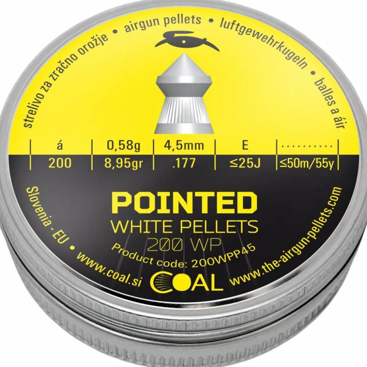Ilma-aseen luoti Coal Pointed 4,5 mm, terävä kärki, 200 kpl