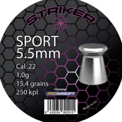 Ilmakiväärin luoti Striker Sport 5,5 mm (Cal .22) / 1,0 g, 250 kpl/pkt