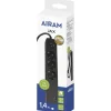 Jatkojohto Airam Jax 3-os+3 USB 65 W 1,4 m, musta