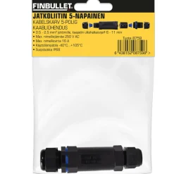 Jatkoliitin 5-napainen IP68 Finbullet