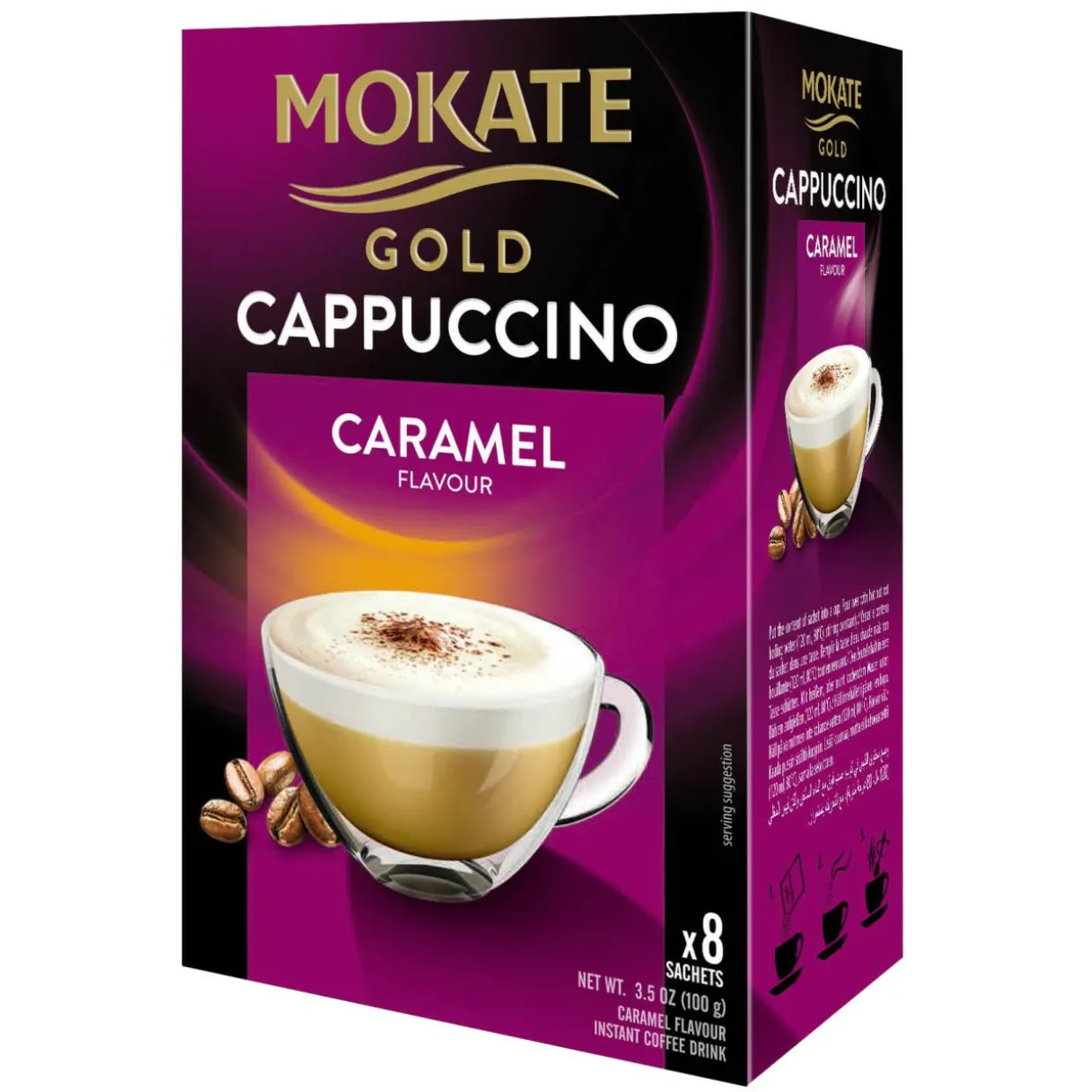 Kahvijuomajauhe Mokate Cappuccino Gold 8 kpl Caramel