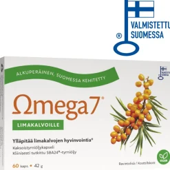 Kaksoistyrniöljy Omega7 SBA24® 60 kpl limakalvoille