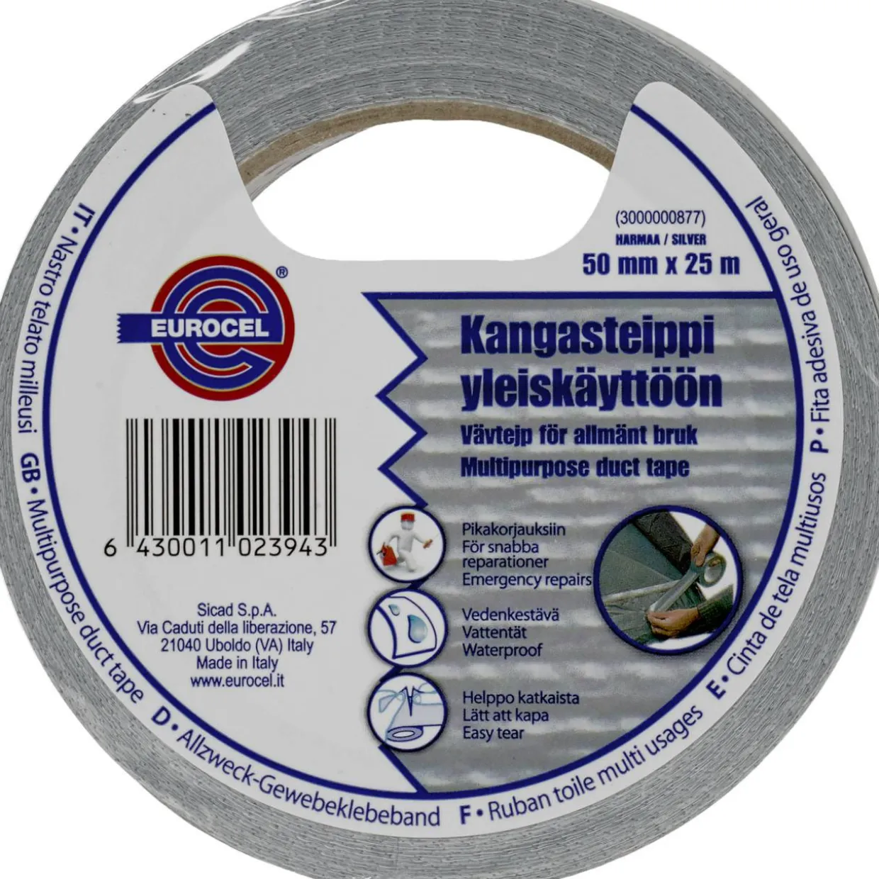Kangasteippi Eurocel 50 mm x 25 m harmaa