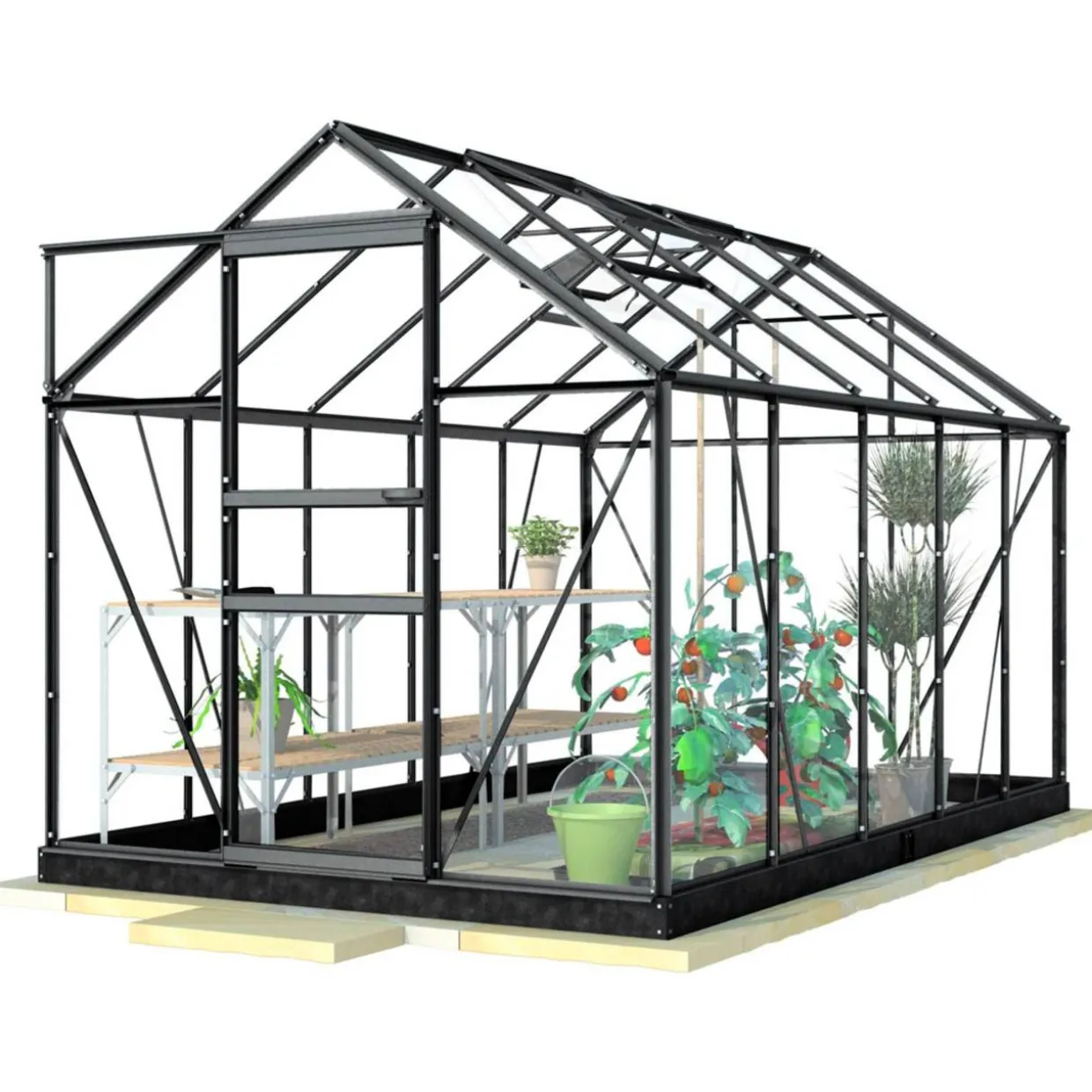 Kasvihuone Lykke Hybrid 6,2m2, musta