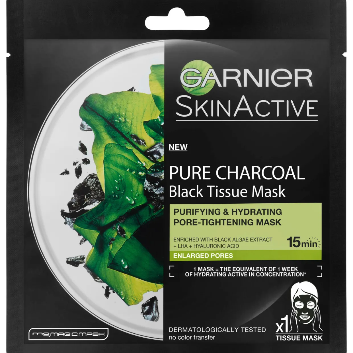 Kasvonaamio Garnier 32 g Black Tissue Pure Charcoal Black Algae