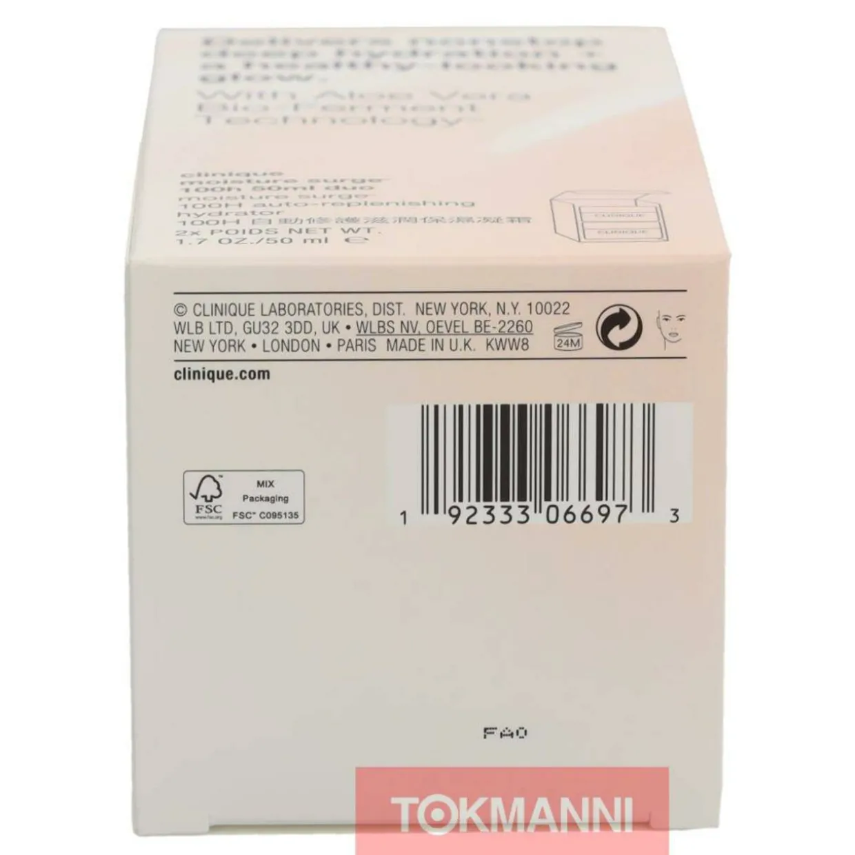 Kasvovoidepakkaus, Clinique 30 ml Moisture Surge 100H Auto-Replenis. Hydrator Duo