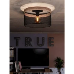 Kattovalaisin EGLO Kilnsdale 40W Ø38cm musta/puu