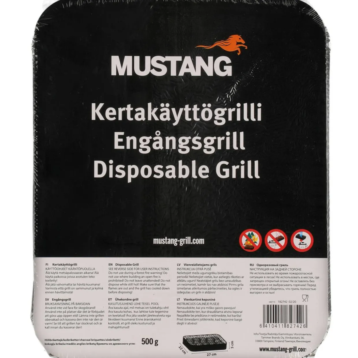 Kertakäyttögrilli Mustang