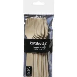 Kertakäyttöhaarukka Kotikulta 16 cm 10 kpl puinen