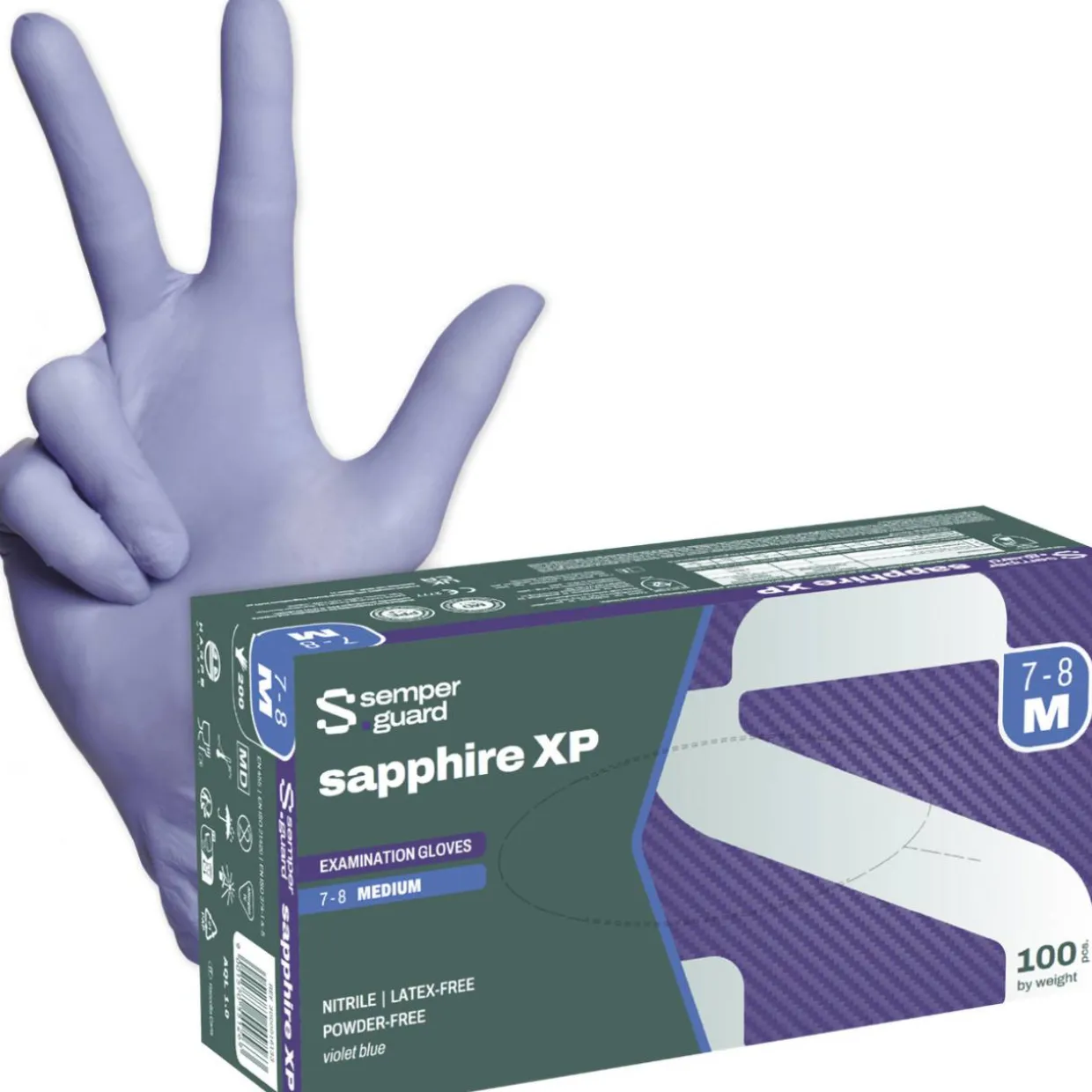 Kertakäyttökäsine Semperguard Sapphire XP Blue Nitrile