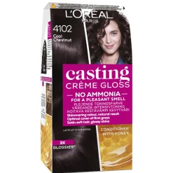 Kevytväri Loreal Casting Crème Gloss 4102 Keskiruskea Tuhka Neutraali Helmiäinen