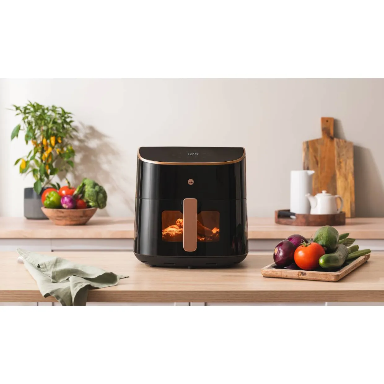 Kiertoilmakypsennin Wilfa Airfryer AFD-80SPLIT musta/ruusukulta