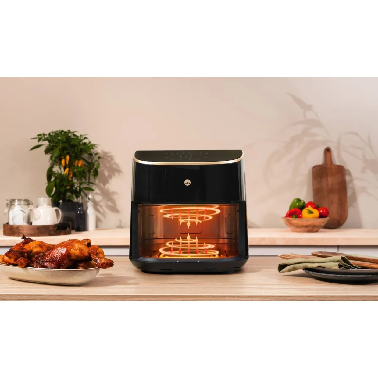 Kiertoilmakypsennin Wilfa Airfryer AFD-80SPLIT musta/ruusukulta