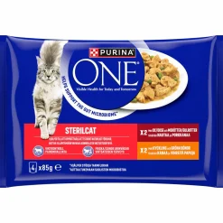 Kissanruoka Purina One 4 x 85 g Sterilcat Minifileet kastikkeessa nauta, kana & kasvis