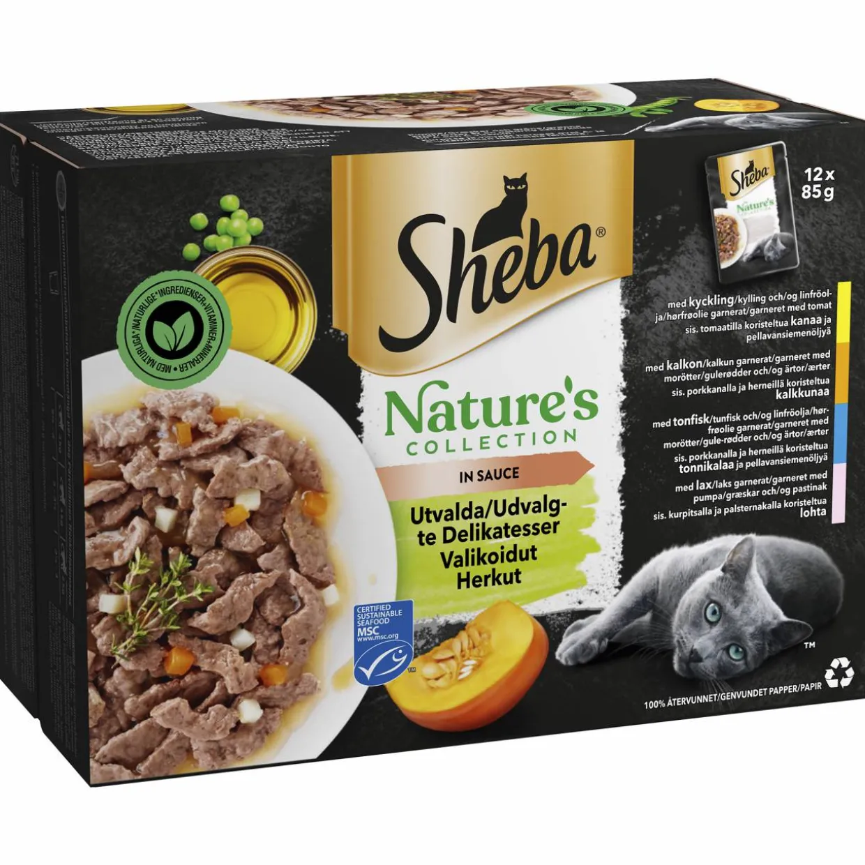 Kissanruoka Sheba 12 x 85 g Nature's Collection valikoidut herkut kastikkeessa