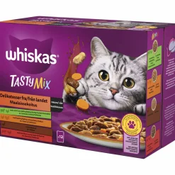 Kissanruoka Whiskas 12 x 85 g 1+ Tasty Mix Maalaissekoitus kastikkeessa