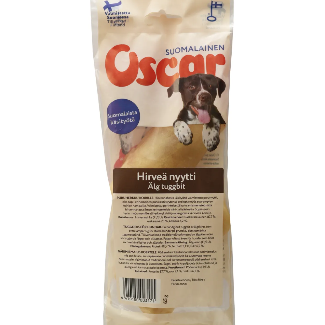 Koiran puruherkku Oscar 2 kpl 65 g Hirveä nyytti