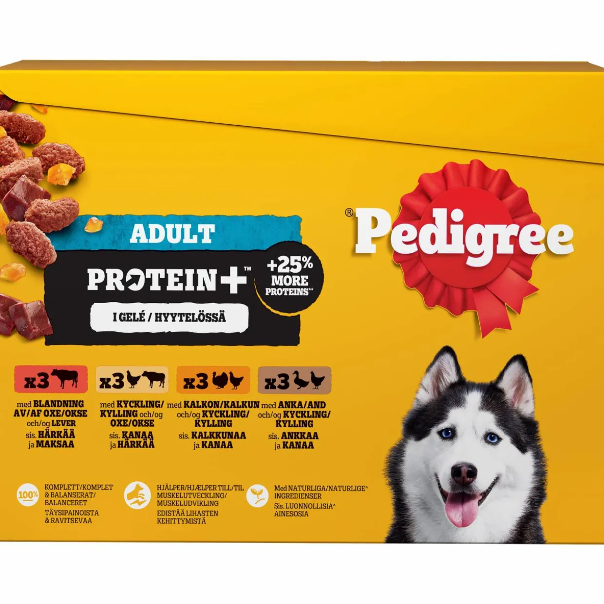Koiranruoka Pedigree 12 x 85 g Protein+ hyytelössä
