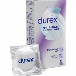 Kondomi Durex 8 kpl Invisible Extra Lube Regular Fit