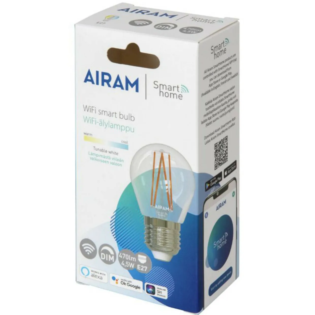 Koristelamppu Smart 4,5 W kirkas E27, 470 lm,TW 2700-6500K