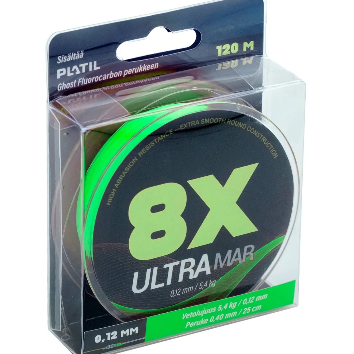 Kuitusiima Ultra Mar 8X, 120 m, vihreä + fluorocarbon-peruke