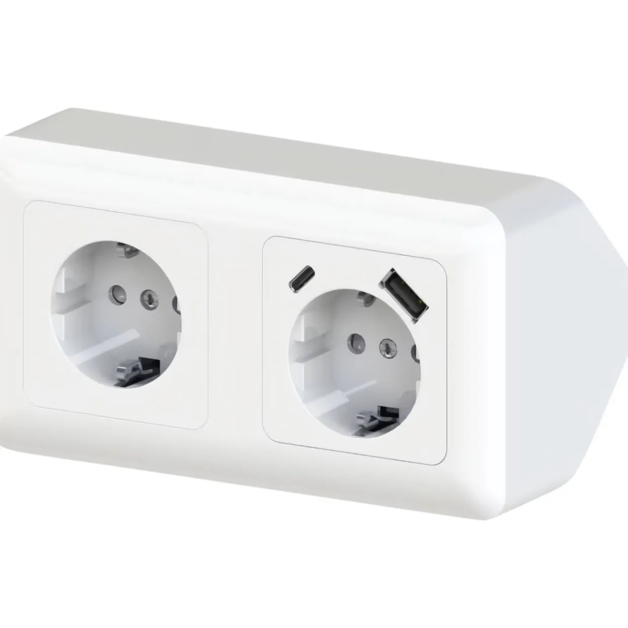 Kulmapistorasia 2-osainen + USB A+C