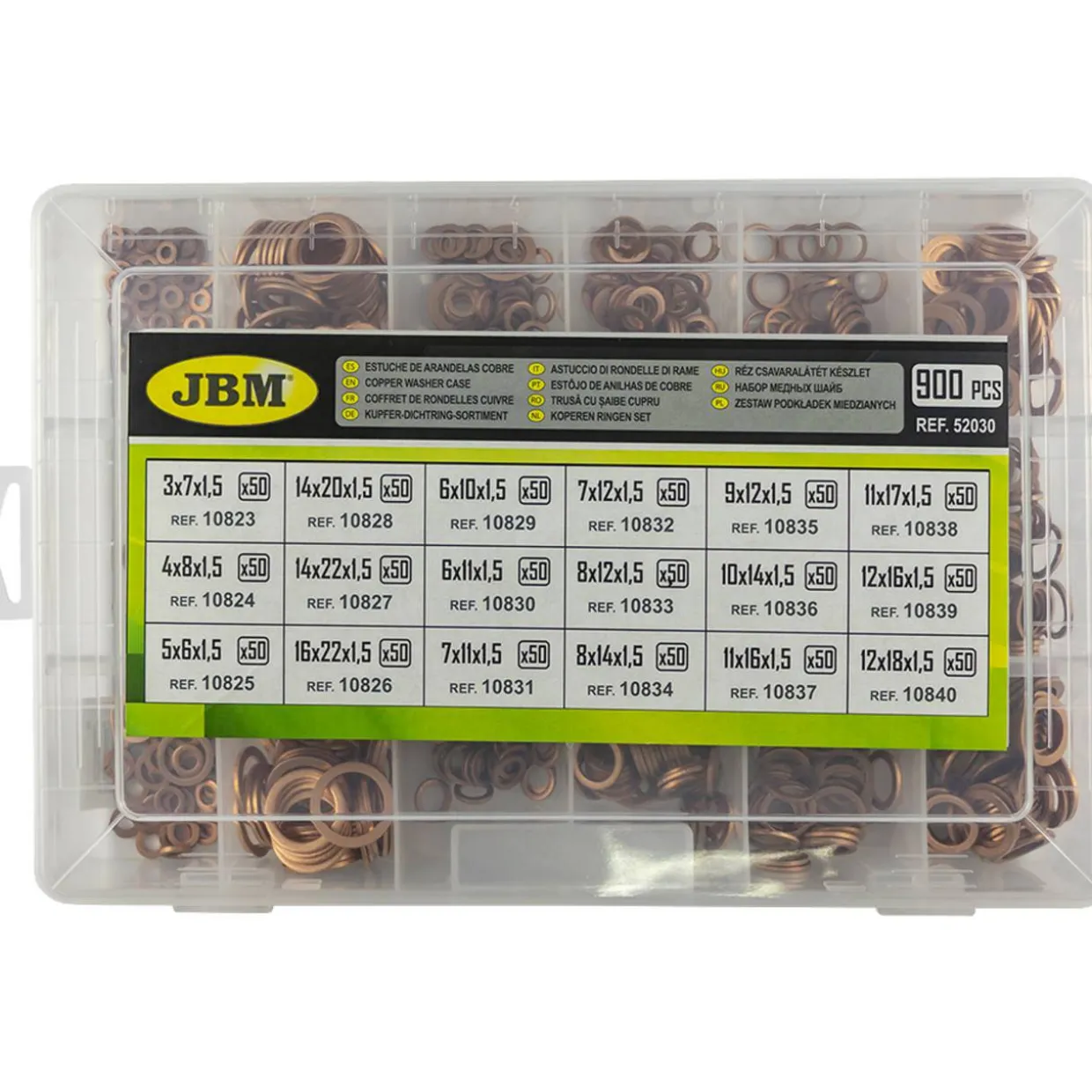 Kuparitiivistelajitelma 900 osaa JBM