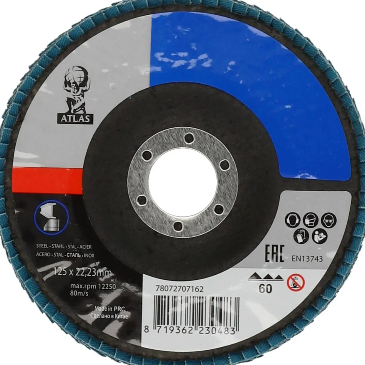 Lamellilaikka Atlas 125x22.23mm P60 lasikuitutausta