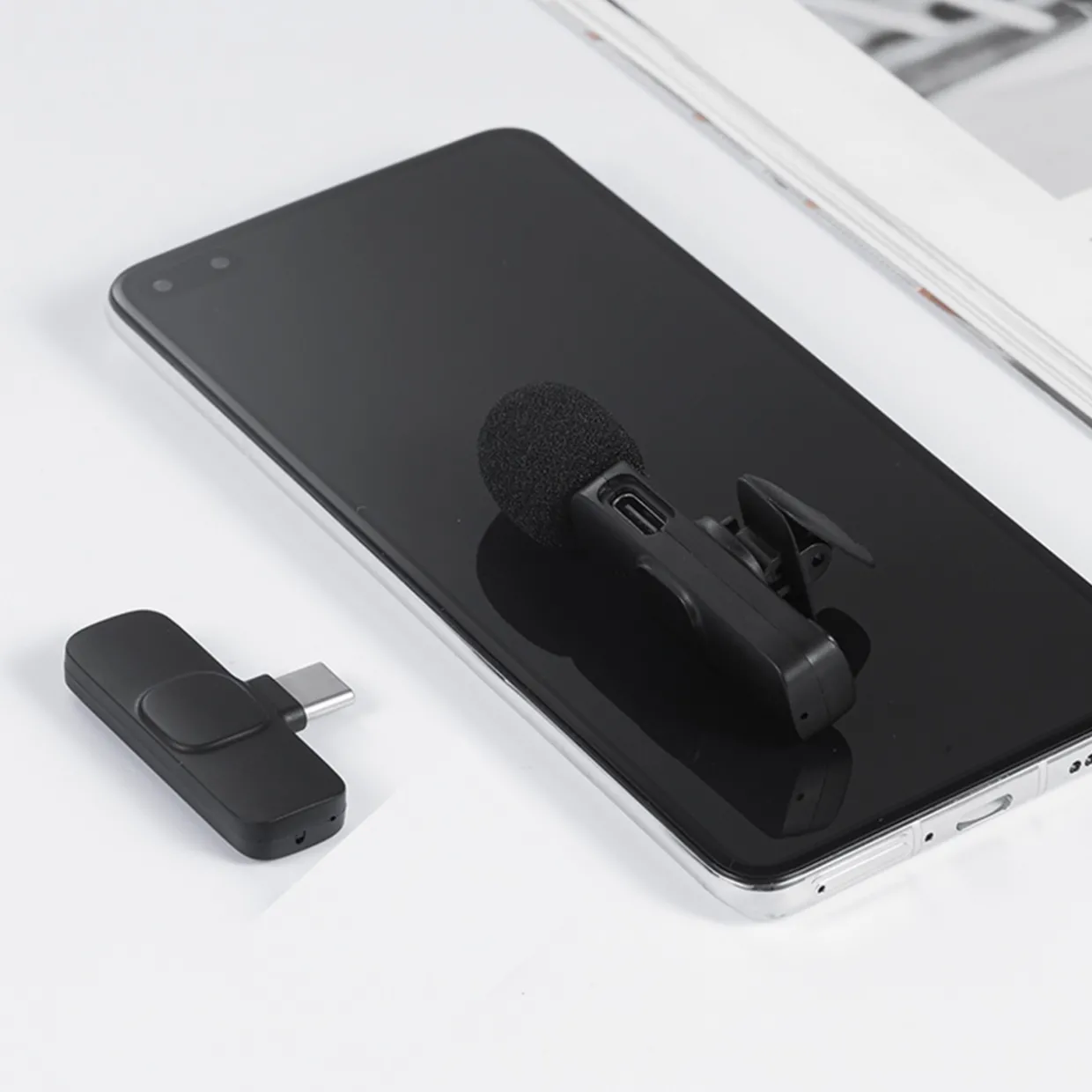 Langaton mikrofoni Mobia, 2 kpl, Lavalier USB Type-C