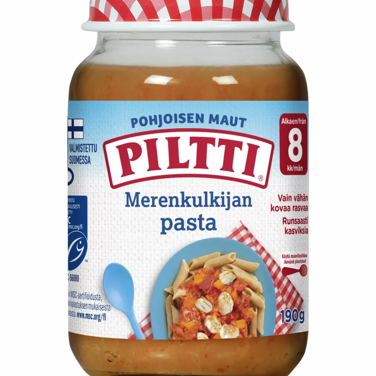 Lastenateria Piltti 190 g Pohjoisen Maut Merenkulkijan kalapasta 8 kk