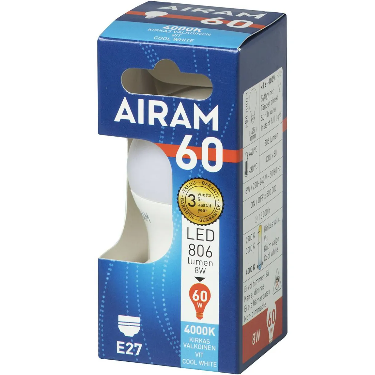 LED-koristelamppu 7,2 W 4000K E27 806 lm