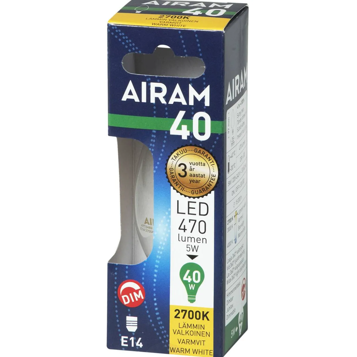 LED-kynttilälamppu kirkas 4,5 W E14 470 lm, himmennettävä