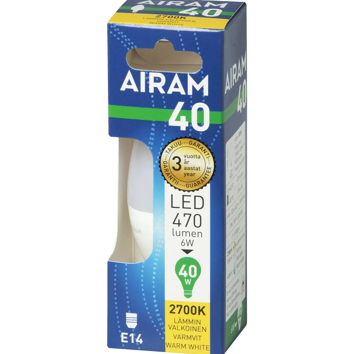 LED-kynttilälamppu, opaali, 4,9 W E14 470 lm