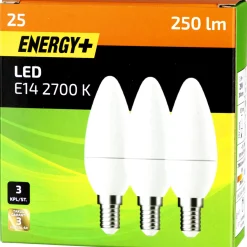 LED-lamppu 250 lm C35 E14 3 kpl