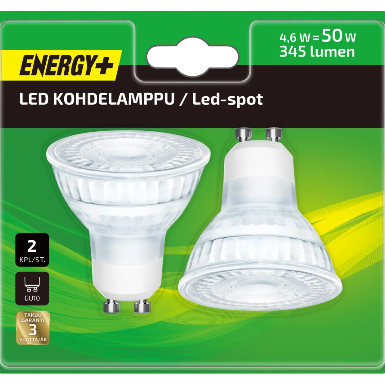 LED-lamppu 345 lm PAR16 GU10 2 kpl