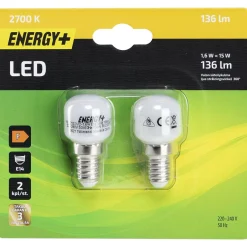 LED-lamppu 136 lm T25 E14 2700 K, 2 kpl